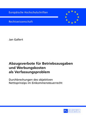 cover image of Abzugsverbote fuer Betriebsausgaben und Werbungskosten als Verfassungsproblem